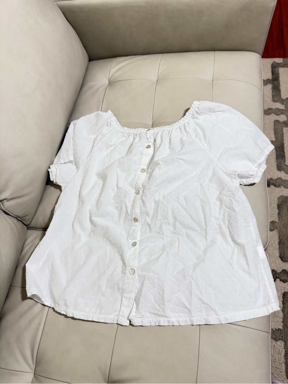 White Eyelet Button-Front Women's Blouse